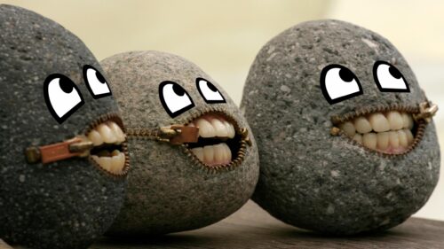 Funny Zipper Mouth Rocks Creative Illustration Desktop Wallpaper