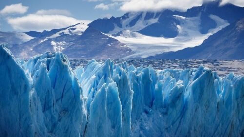 Majestic Blue Glacier and Snowy Mountain Peaks Desktop Wallpaper