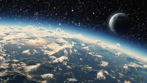 Futuristic Space City Over Earth Orbit 4K Wallpaper