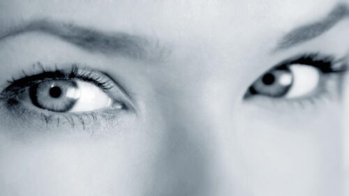 Stunning Close Up Blue Eyes Monochrome Desktop Wallpaper