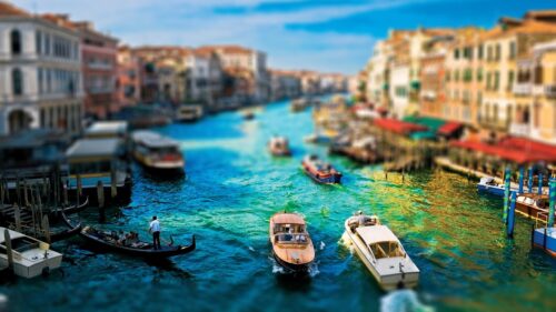 Breathtaking Miniature Tilt Shift View of Venice Grand Canal PC Wallpaper