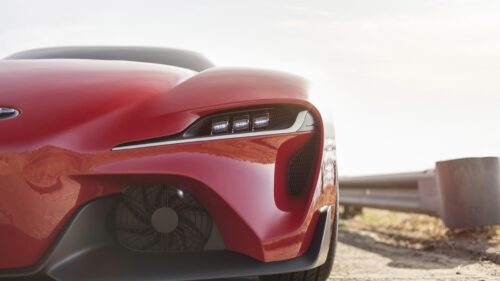 Stunning Red Futuristic Concept Sports Car Front View 4K PC Wallpaper