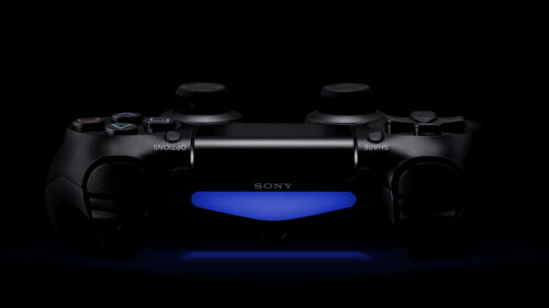 Minimalist Sony PlayStation 4 Controller Blue LED Light 4K Wallpaper