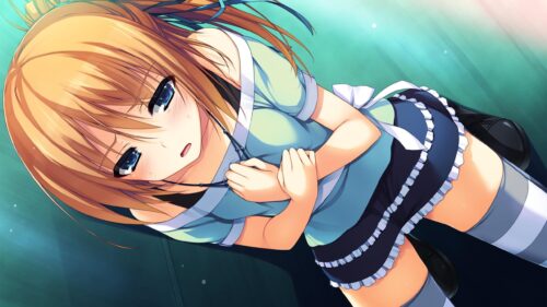 Anime Girl with Brown Hair and Blue Dress PC Wallpaper