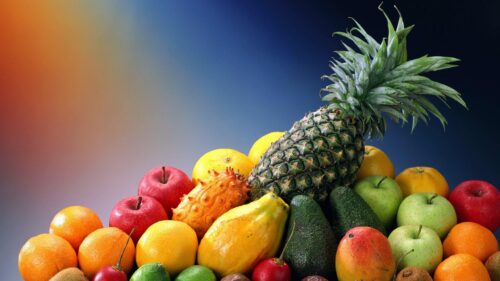 Vibrant Tropical Fruit Medley Still Life 4K Desktop Wallpaper