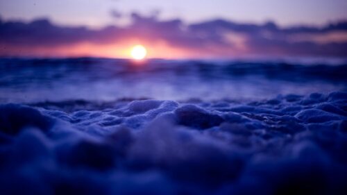 Stunning Sunset Ocean Waves Macro Photography PC Wallpaper