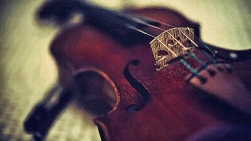 Artistic Oil Painting Style Vintage Violin Close Up PC Wallpaper