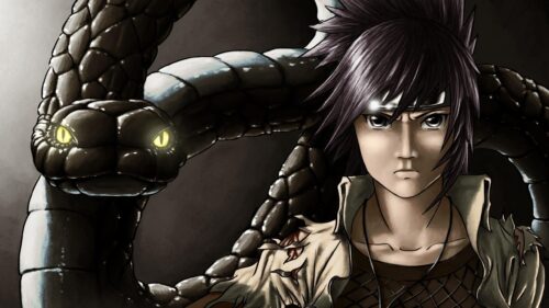 Sasuke Uchiha with Summoning Snake Intense Anime 4K Wallpaper
