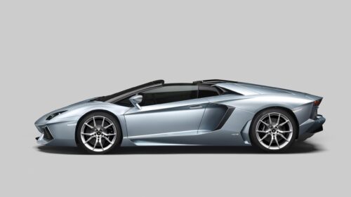 Silver Lamborghini Aventador Roadster Side View 4K PC Wallpaper