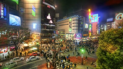 Stunning Shibuya Crossing Night View Tokyo Cityscape PC Wallpaper