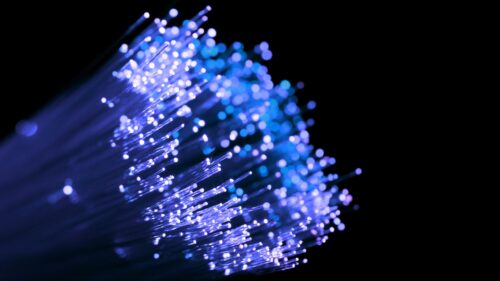 Abstract Glowing Fiber Optic Blue Light Rays 4K PC Wallpaper