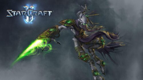 StarCraft II Dark Templar Zeratul Green Blade Action PC Wallpaper