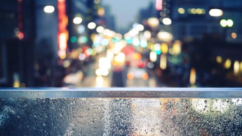 Rainy City Night Bokeh Street Lights View 4K Wallpaper