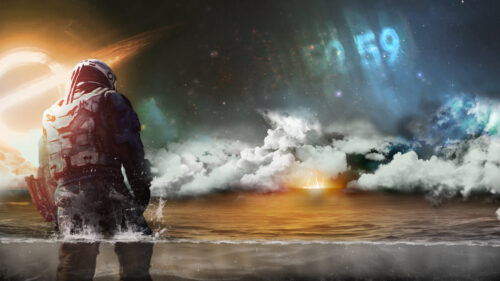 Astronaut Standing in Water Interstellar Style PC Wallpaper