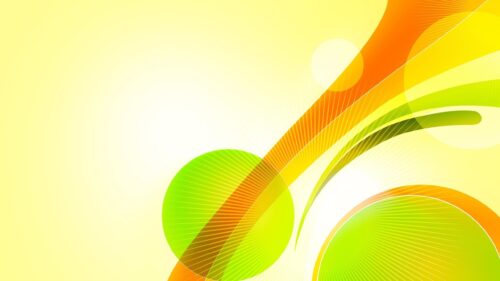 Abstract Yellow and Green Curved Waves Aesthetic PC Wallpaper