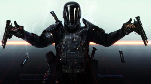 Futuristic Sci-Fi Soldier Dual Wielding Pistols 4K Desktop Wallpaper