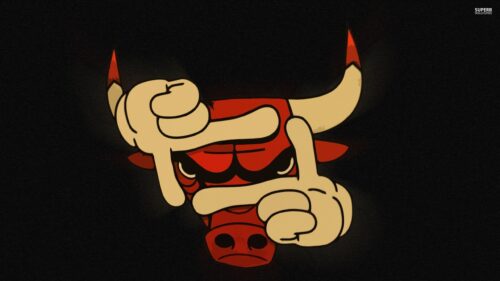Chicago Bulls Logo Framing Hands Minimalist Design 4K PC Wallpaper