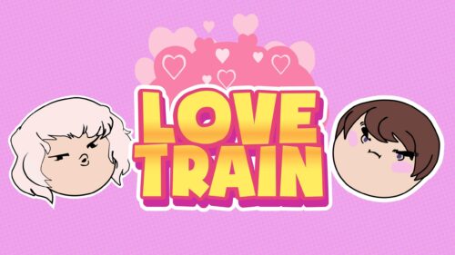 Love Train Anime Style Cute Characters Pink Background PC Wallpaper