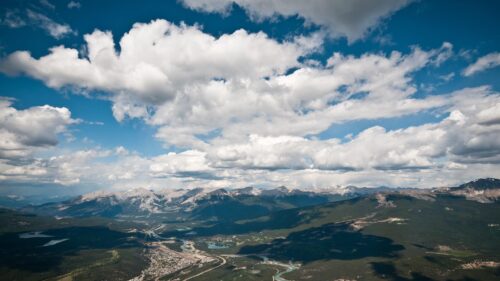 Breathtaking Aerial View of Canadian Rockies Valley and Mountains PC Wallpaper
