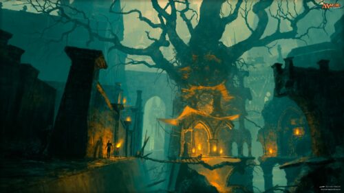 Magic The Gathering Dark Fantasy Forest Temple Desktop Wallpaper
