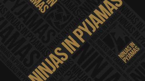 Ninjas in Pyjamas Esports Logo Typography Gold and Black 4K Wallpaper