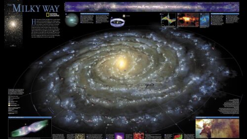 Milky Way Galaxy Scientific Infographic Map Desktop Wallpaper