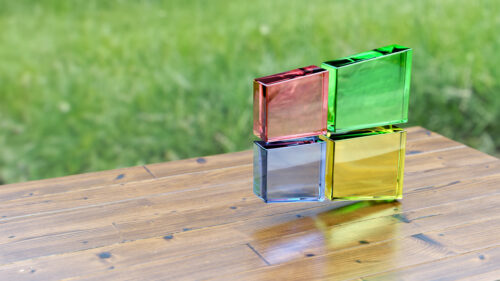 Abstract Glass Cubes Four Colors Microsoft Inspired 4K Wallpaper