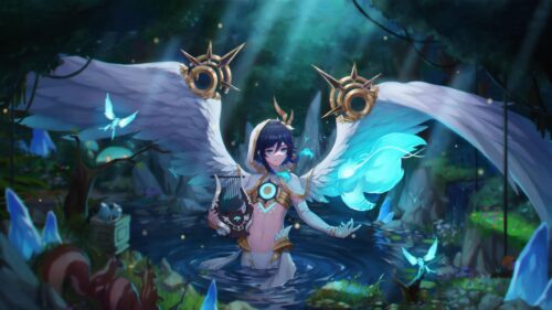 Venti Genshin Impact Angelic Fantasy Forest 4K PC Wallpaper