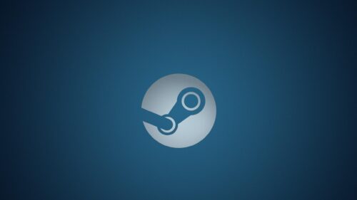Minimalist Steam Gaming Logo on Gradient Blue Background 4K Wallpaper