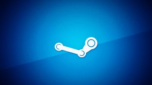 Minimalist Steam Logo on Gradient Blue Background PC Wallpaper