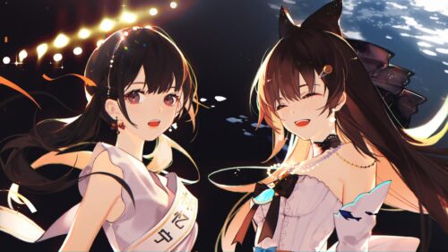 Beautiful Anime Girls in Evening Dresses 4K PC Wallpaper