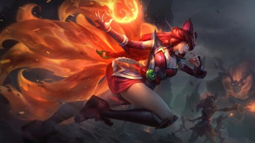 Ahri League of Legends Fire Fox Fantasy Character 4K PC Wallpaper