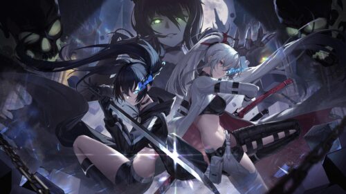 Black Rock Shooter vs White Rock Shooter Intense Anime Battle 4K Wallpaper