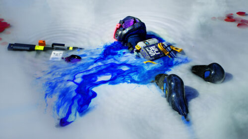 Surreal Sci-Fi Astronaut Drowning in Blue Ink 4K Wallpaper