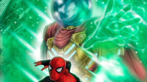 Mysterio vs Spider-Man Epic Battle Green Energy 4K PC Wallpaper