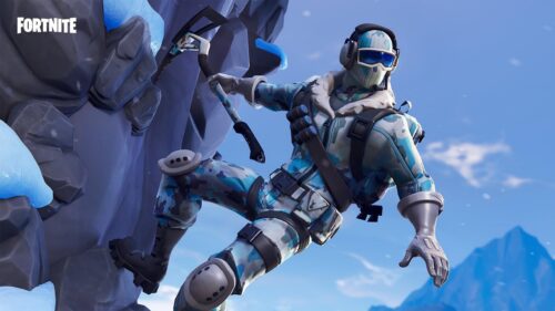 Fortnite Alpine Ranger Character Climbing Snowy Mountain 4K Wallpaper