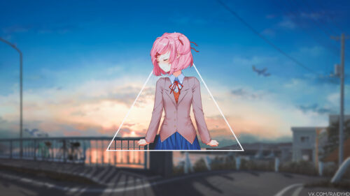 Natsuki Doki Doki Literature Club Aesthetic Sunset Desktop Wallpaper