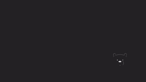 Minimalist Black Background with Cute Bear Outline PC Wallpaper