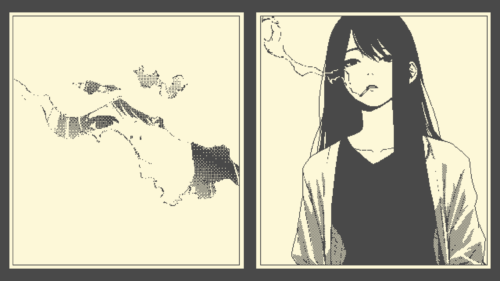 Minimalist Anime Girl Smoking Pixel Art Aesthetic PC Wallpaper
