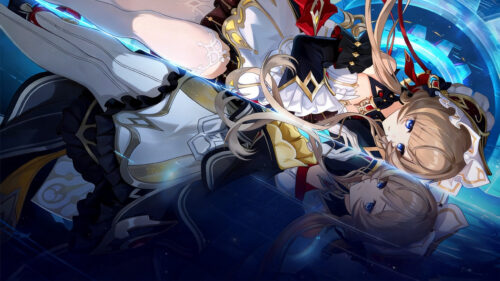 Anime Girl Fantasy Warrior Dual Reflection 4K Desktop Wallpaper