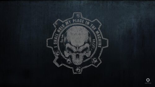 Gears of War Skull Cog Emblem Dark Aesthetic PC Wallpaper