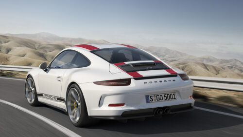 White Porsche 911 GT3 Racing Down Desert Road PC Wallpaper