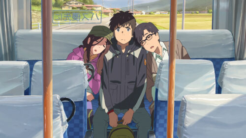 Your Name Anime Friends on a Bus Desktop Wallpaper