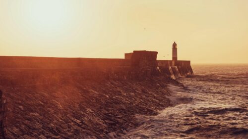 Stunning Lighthouse Sunset Coastal Seascape Desktop Wallpaper