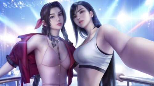 Final Fantasy VII Aerith and Tifa Selfie 4K PC Wallpaper