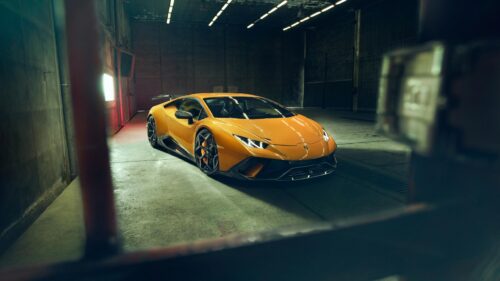 Stunning Orange Lamborghini Huracan Performante in Industrial Garage 4K Wallpaper