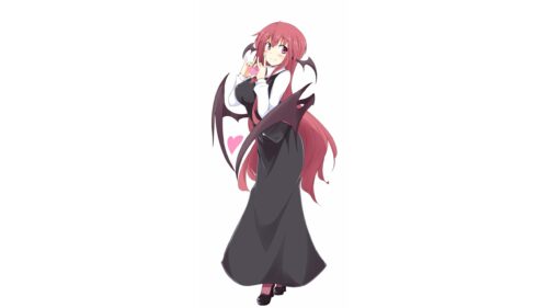 Cute Anime Demon Girl with Pink Hair and Wings Desktop Wallpaper