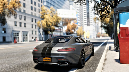 Stunning Grey Mercedes AMG GT on New York City Street PC Wallpaper