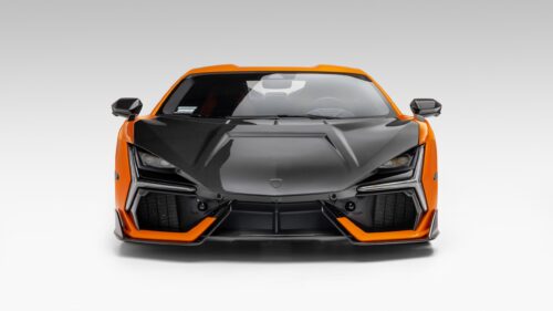 Front View Orange and Carbon Fiber Supercar Desktop Wallpaper