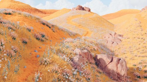 Stunning Golden Meadow and Wildflower Landscape 4K PC Wallpaper